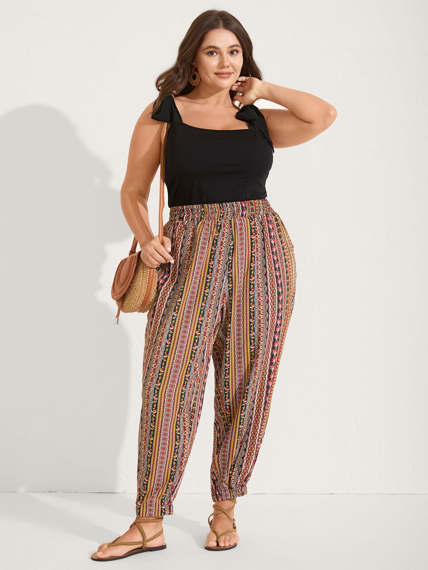 Boho Striped Split Jogger Pants