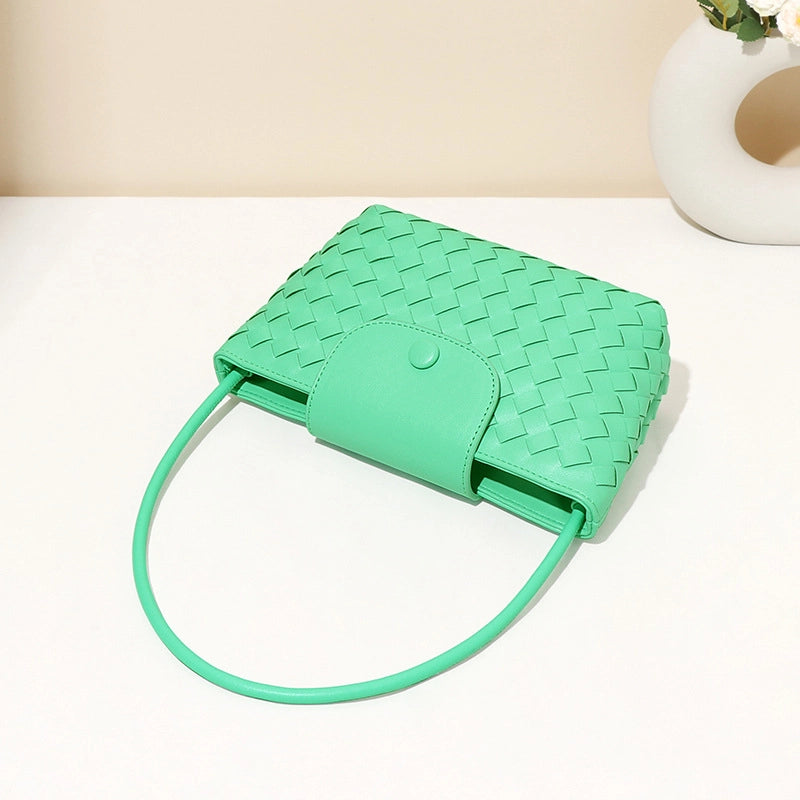 Women's Small Pu Leather Solid Color Streetwear Square Flip Cover Shoulder Bag