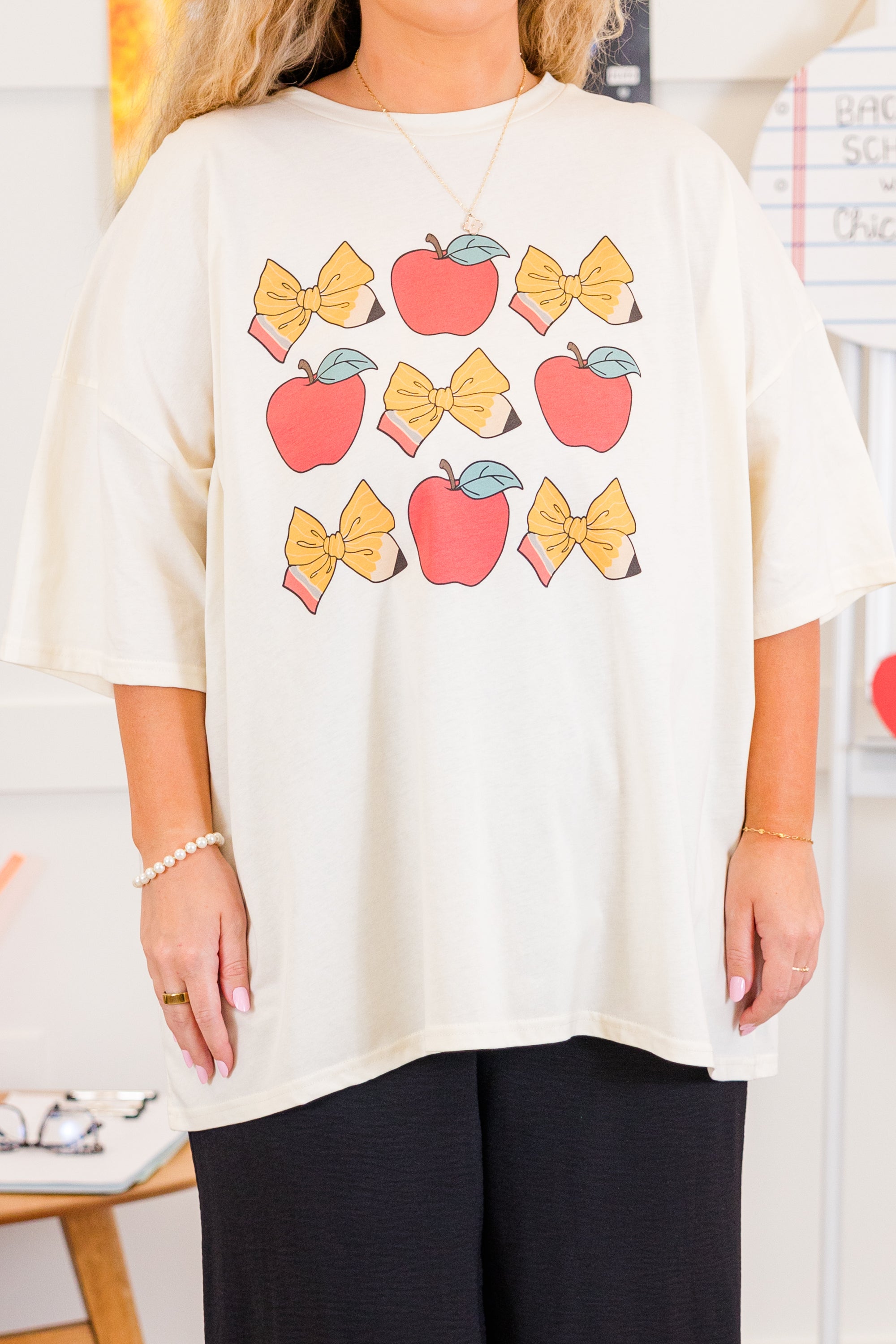 Teacher Essentials Boyfriend Tee. Ivory