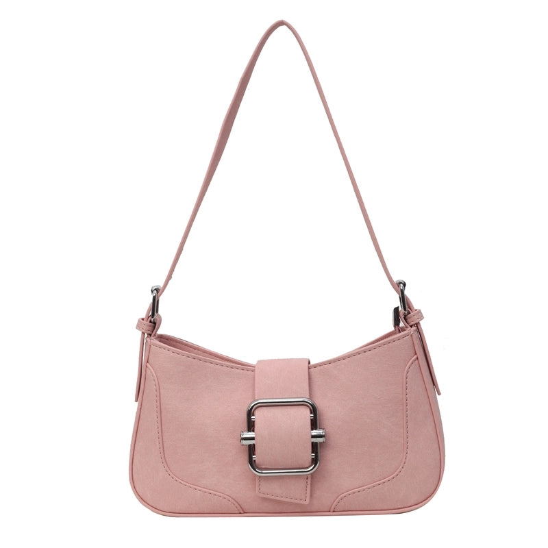 Women's Pu Leather Color Block Classic Style Zipper Buckle Shoulder Bag