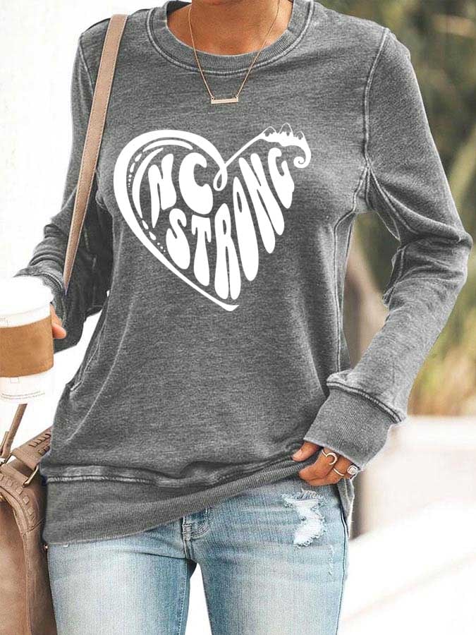 Women's NC Strong Print Casual Long Sleeve Sweater