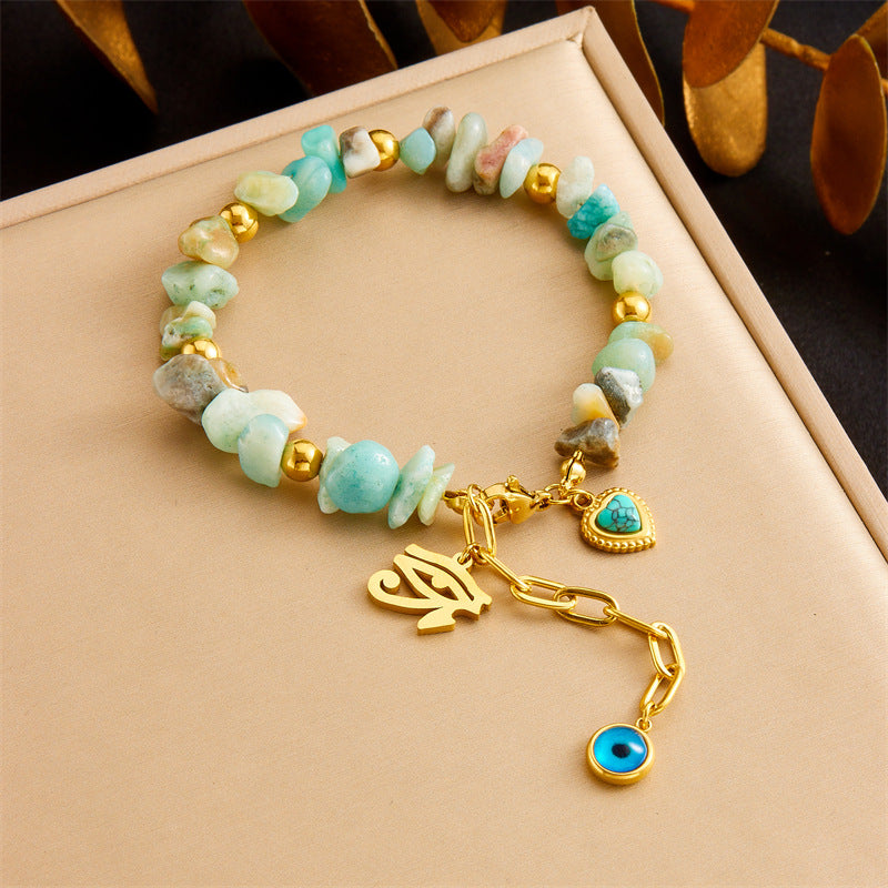 Colored Natural Stone Beaded Bracelet Turquoise Love Crown Epoxy Small Elephant Star Bracelet Autumn And Winter