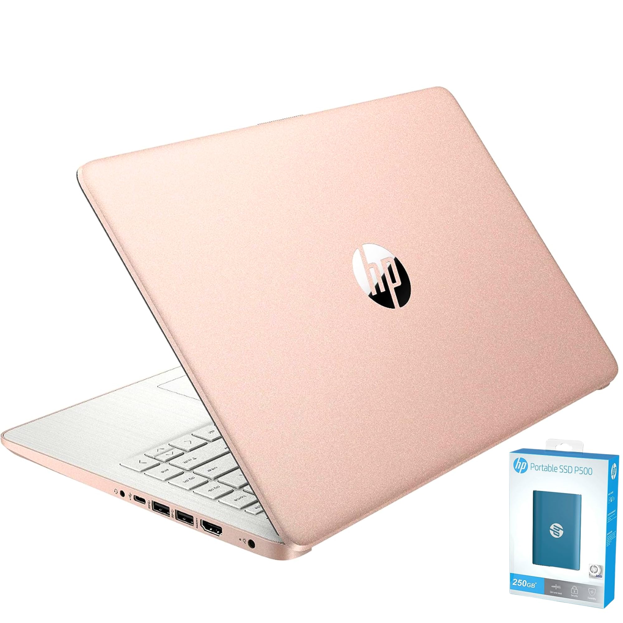 Laptop HP Stream 14 pulgadas, procesador Intel Celeron, memoria de 8 GB, almacenamiento eMMC de 64 GB, carga rápida, HDMI, batería dura hasta 11 horas, Office 365 1 año, Win11 S, microfibra