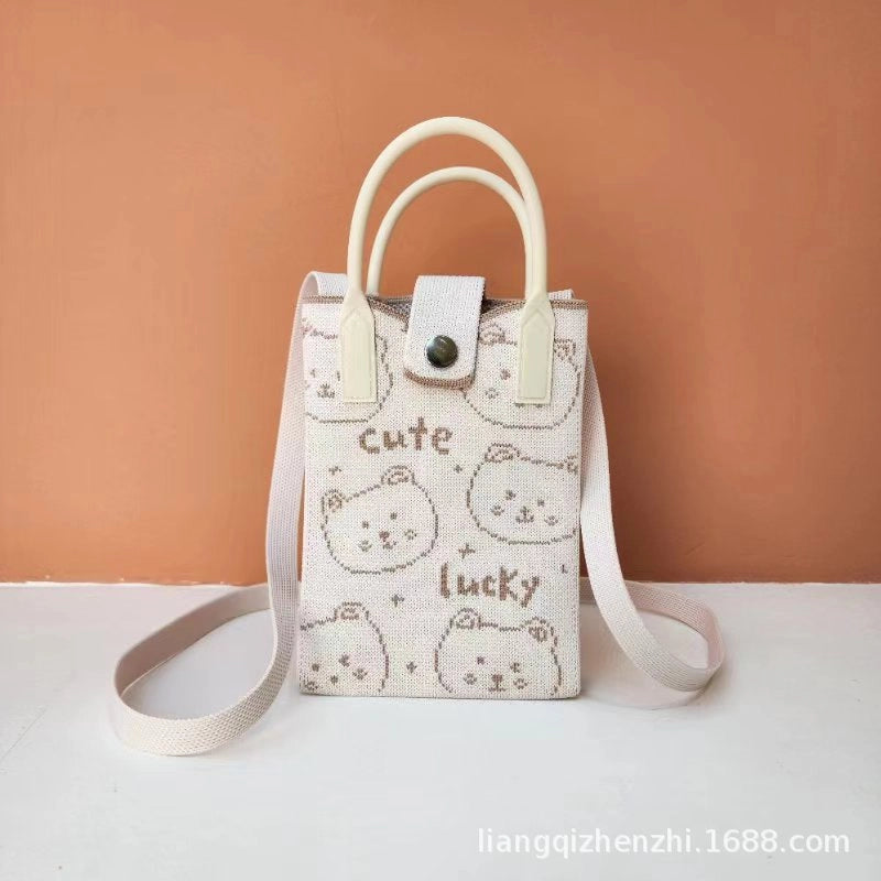 Women's Polyester Cartoon Cute Square Hidden Buckle Shoulder Bag Handbag Crossbody Bag