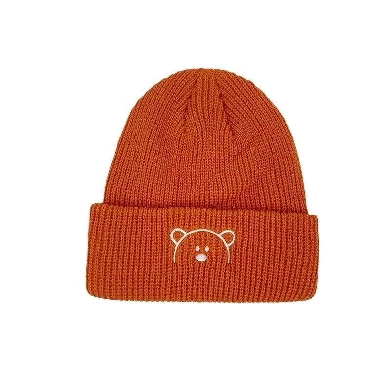 Children Unisex Cute Bear Embroidery Wool Cap