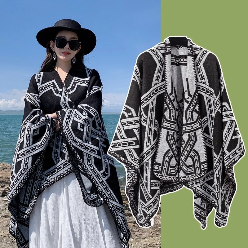 Women's Ethnic Style Chains Print Imitation Cashmere Shawl