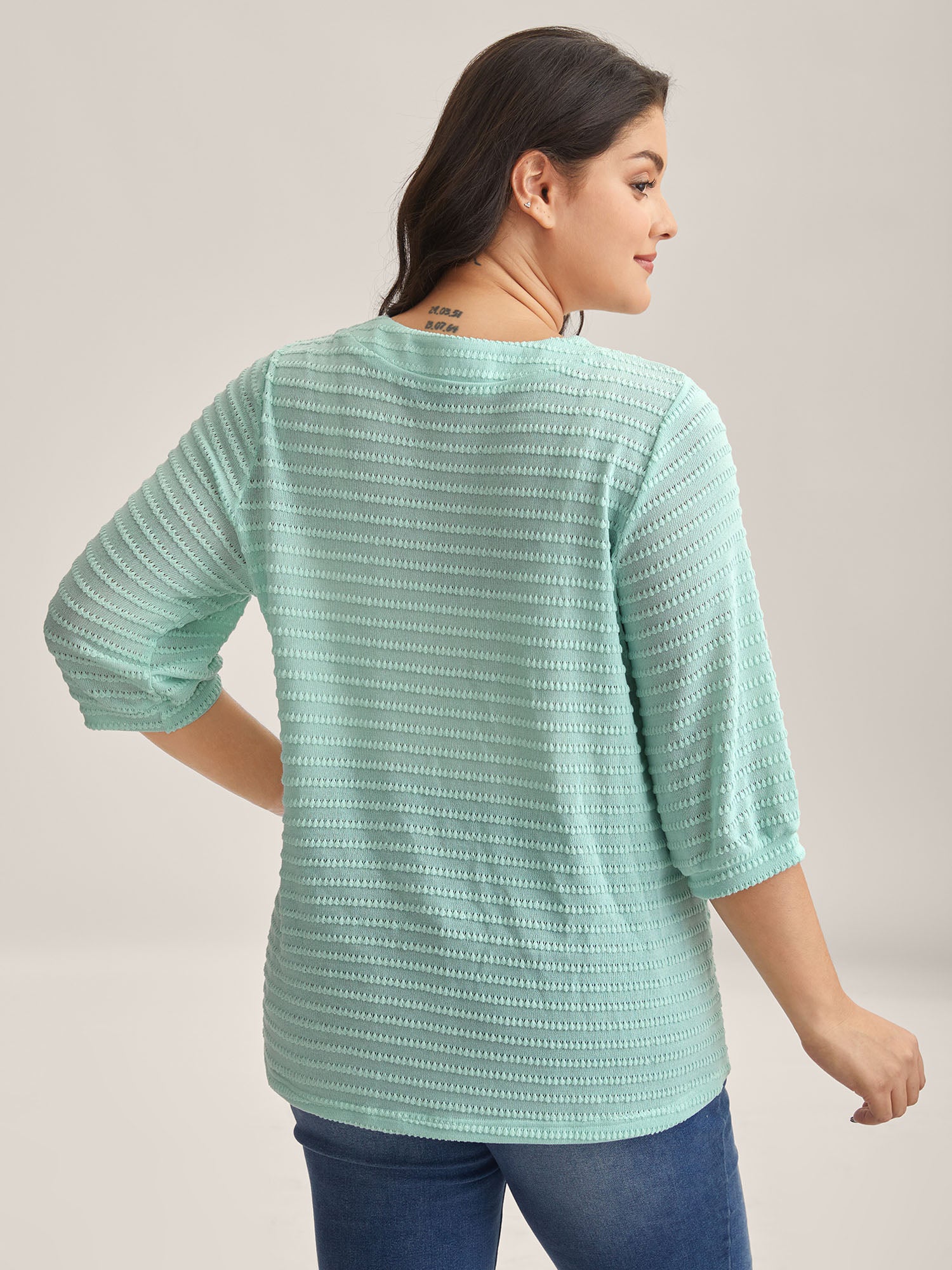 Waffle-Grid Button Detail T-Shirt