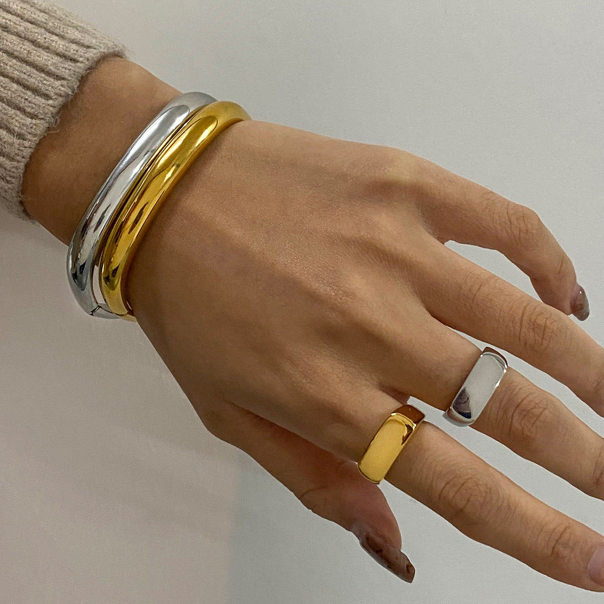 Stainless Steel Plain Ring Bracelet Geometric Ring Niche Bracelet Titanium Steel Hand Jewelry