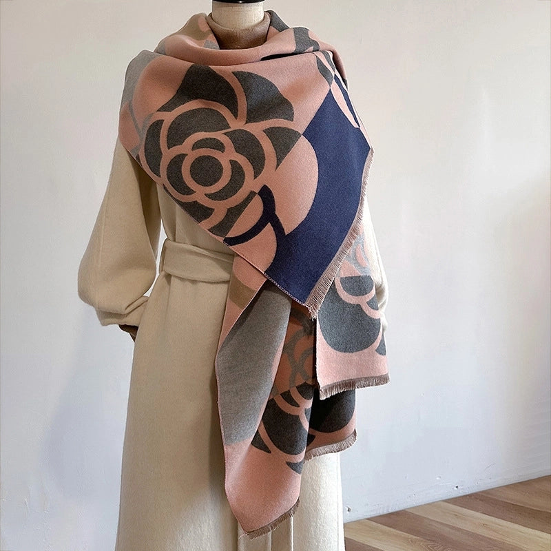 Women's Shawl New Outdoor High-end Internet Celebrity Dual-use Warm Scarf All-matching Scarf Women's Winter Cape Cloak