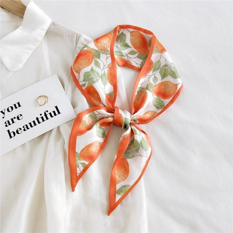 Fruit Printing Ribbon Silk Scarf