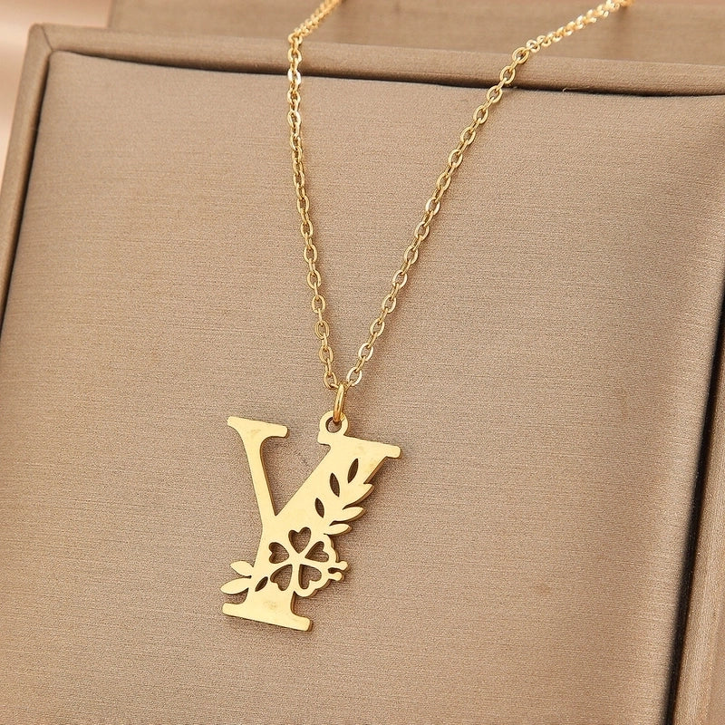 Basic Classic Style Letter Stainless Steel Plating Pendant Necklace