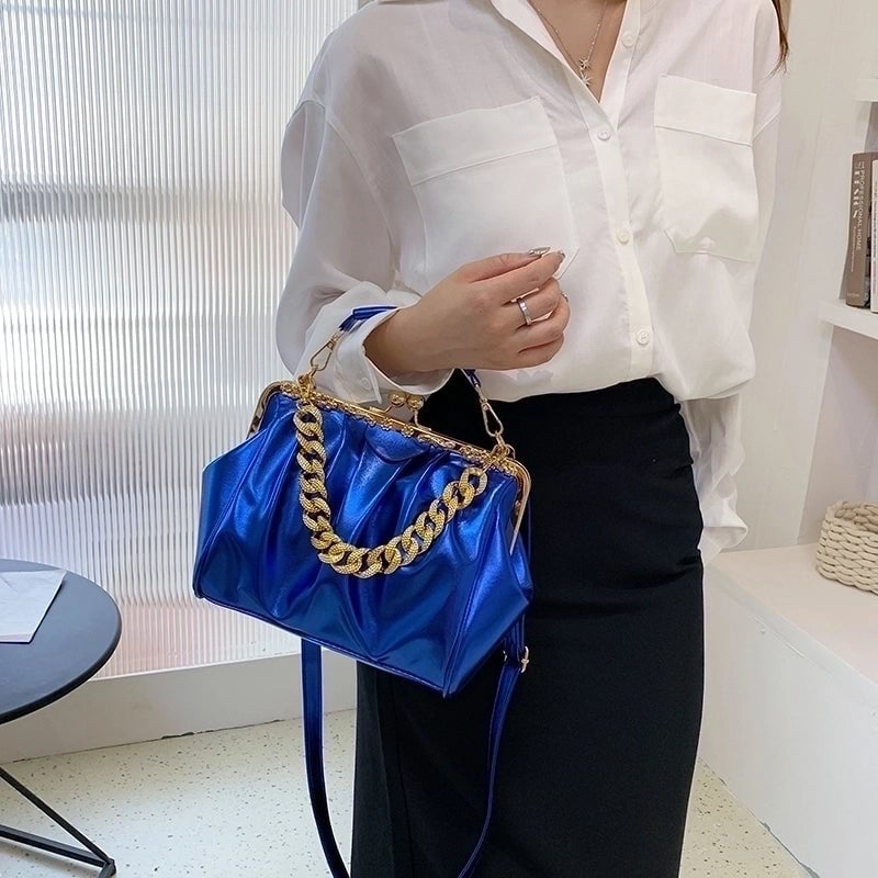 Women's Pu Leather Solid Color Basic Vintage Style Sewing Thread Square Clasp Frame Shoulder Bag Handbag Crossbody Bag