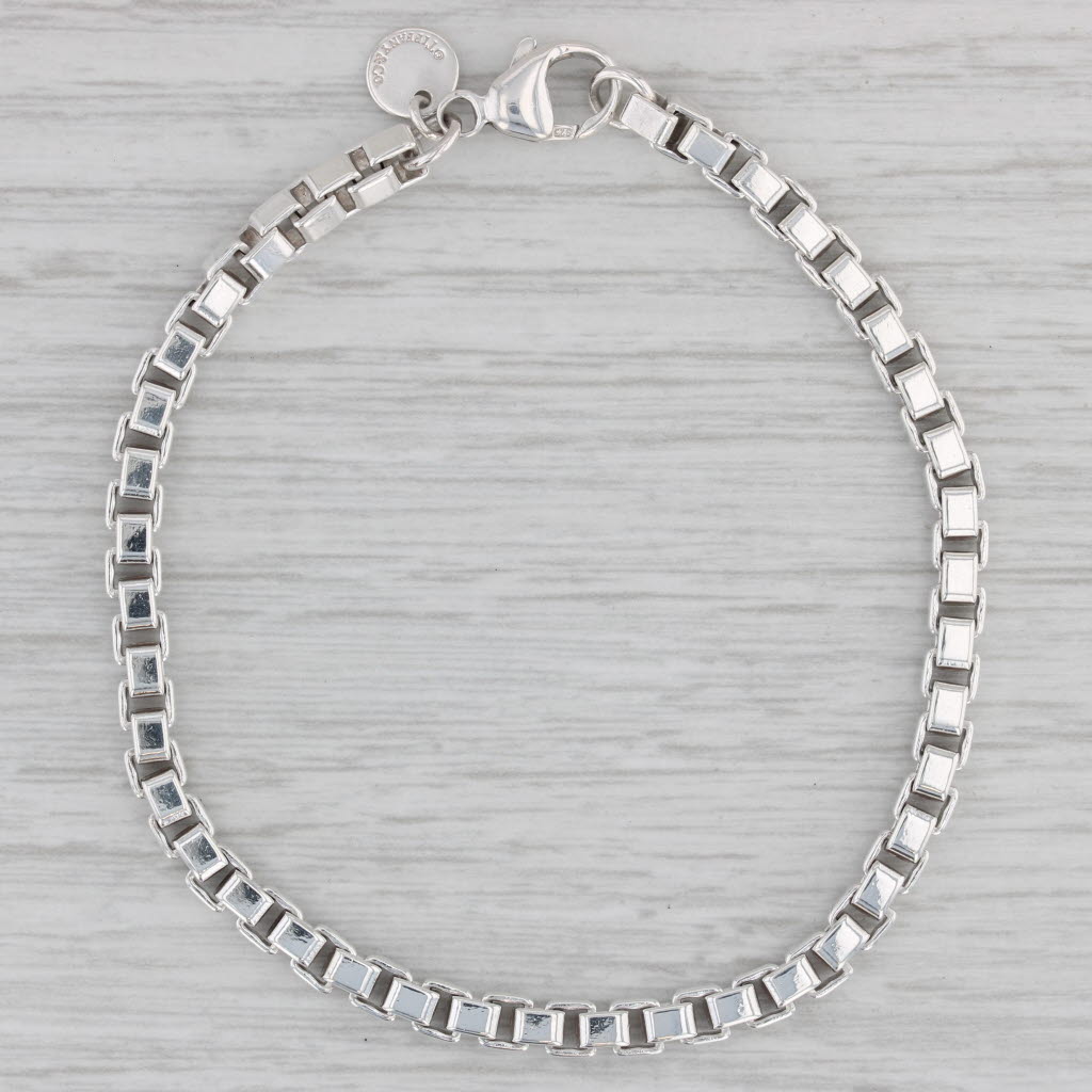 Tiffany & Co Venetian Box Chain Bracelet Sterling Silver 7.5 4mm
