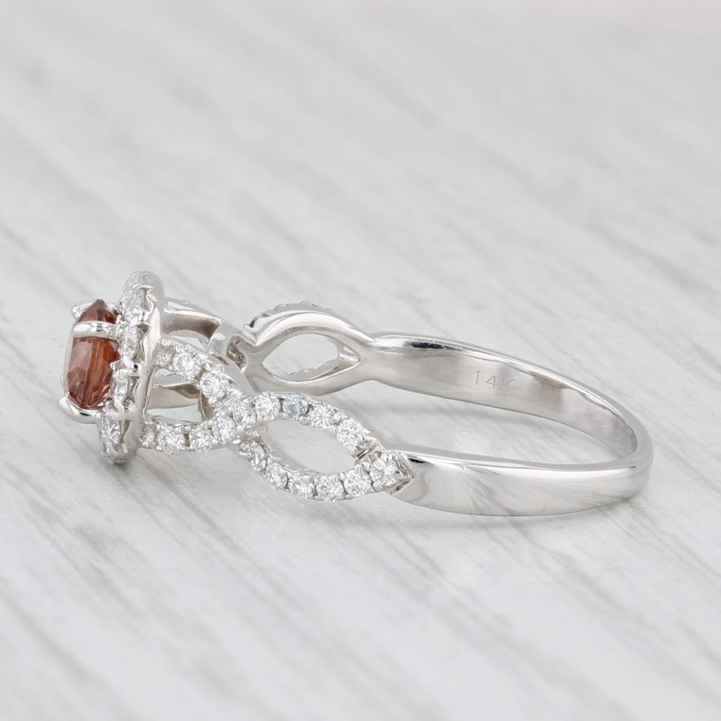1.08ctw Brown Zircon Diamond Halo Ring 14k White Gold Size 7.25 Engagement