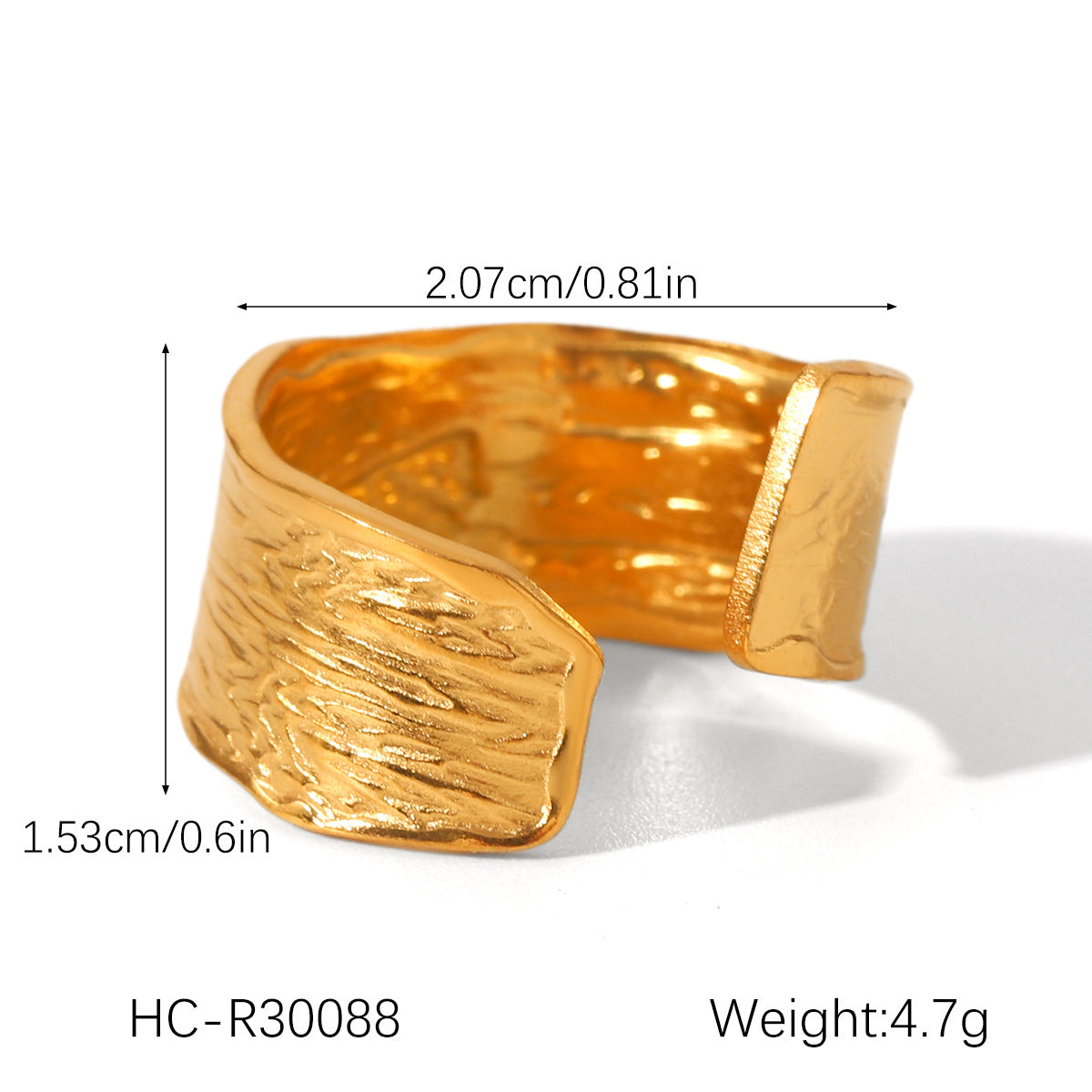 Phoenix Tide Ins18K Gold-Plated Ring Texture Stainless Steel Open Ring Female Titanium Steel Jewelry