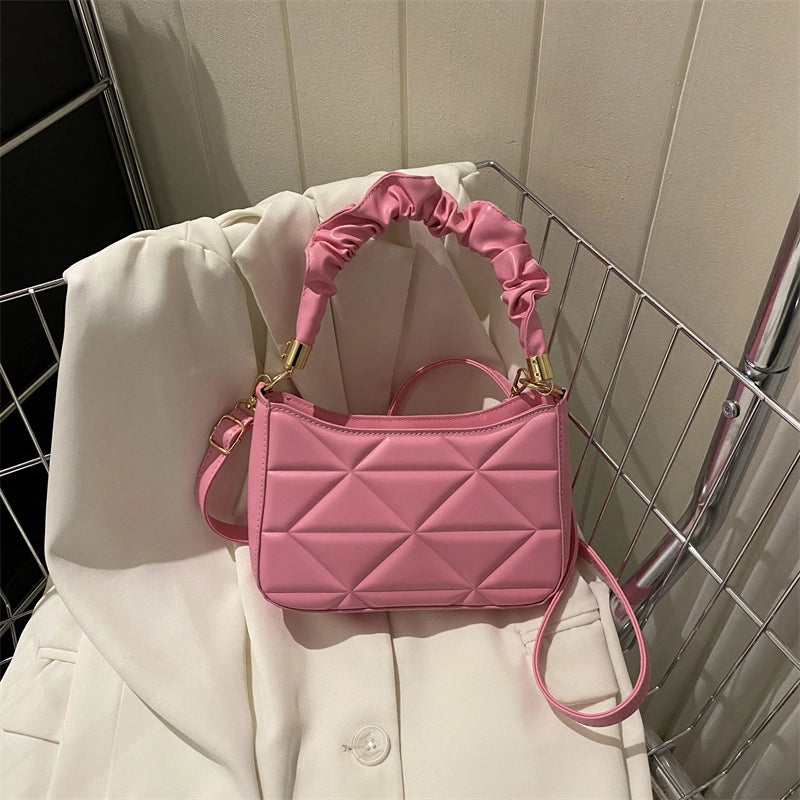 Women's Pu Leather Solid Color Cute Pillow Shape Zipper Shoulder Bag Crossbody Bag