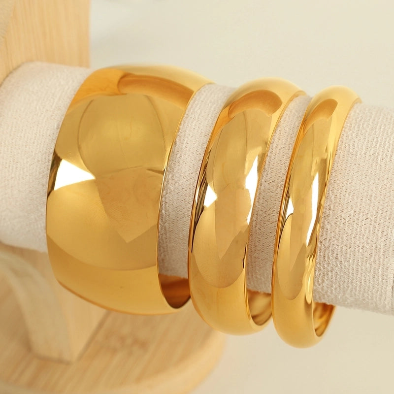 Exaggerated Minimalist Circle Round 304 Stainless Steel 18K Gold Plated Bangle In Bulk