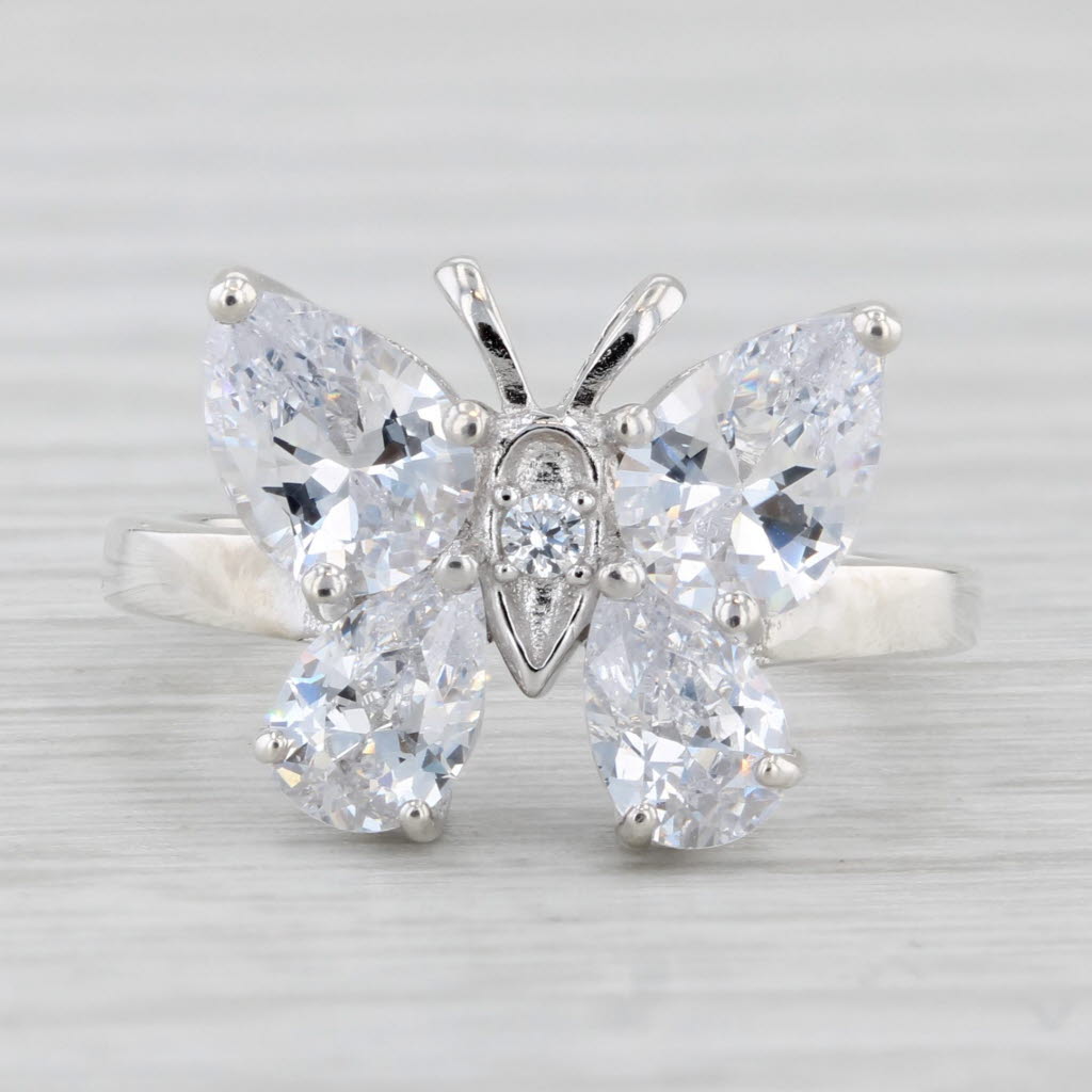 1.72ctw Cubic Zirconia Butterfly Ring Sterling Silver Size 5.25