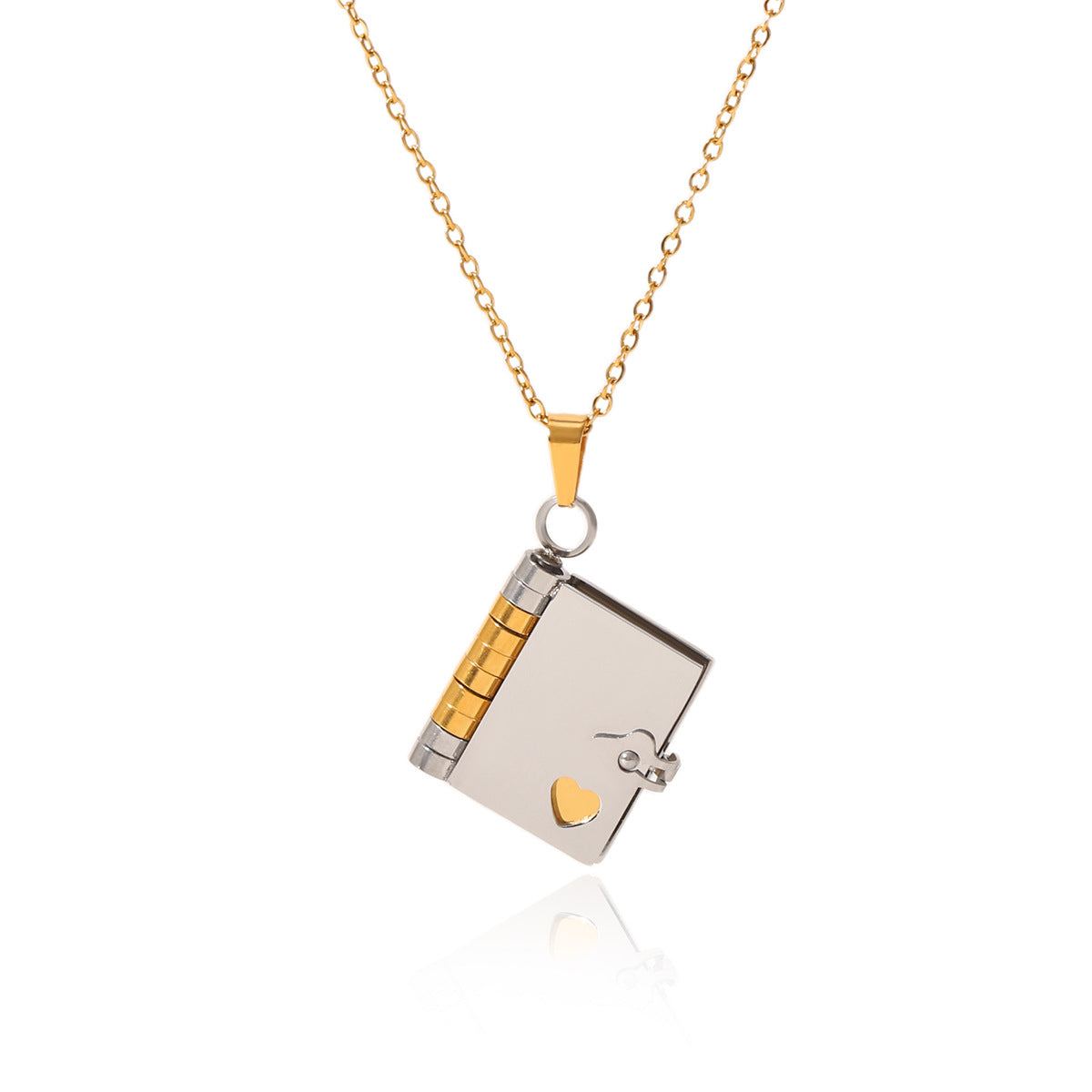 Color Matching Stainless Steel Love Book Pendant Necklace Female Niche Design Titanium Steel Necklace