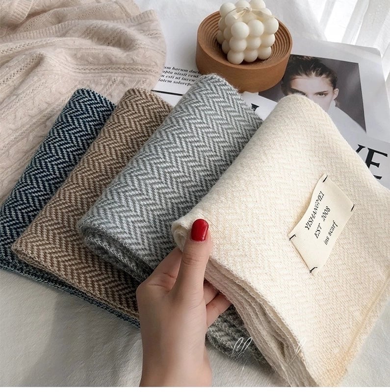 Women's Scarf Winter  Warm Thickened Fine Wool Knitted Student Couple Scarf Outer Wear