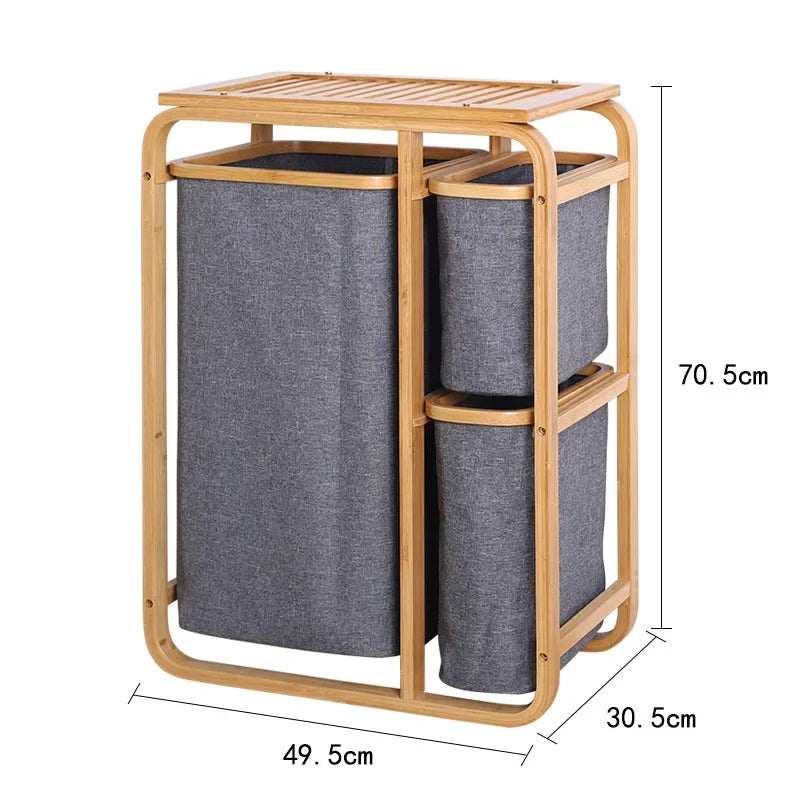 3 GRID BAMBOO LAUNDRY BASKET