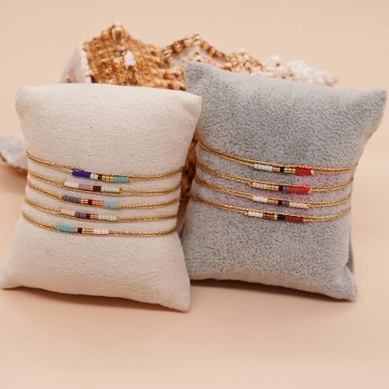 Glass Copper Minimalist Beaded Geometric Colorful Bracelets
