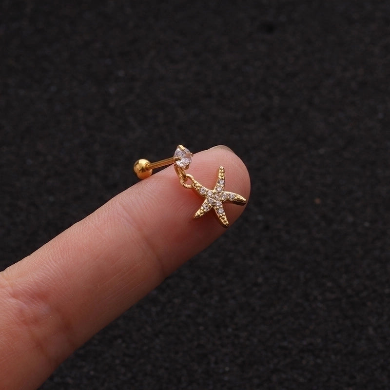 Ear Cartilage Rings & Studs Fashion Pentagram Copper