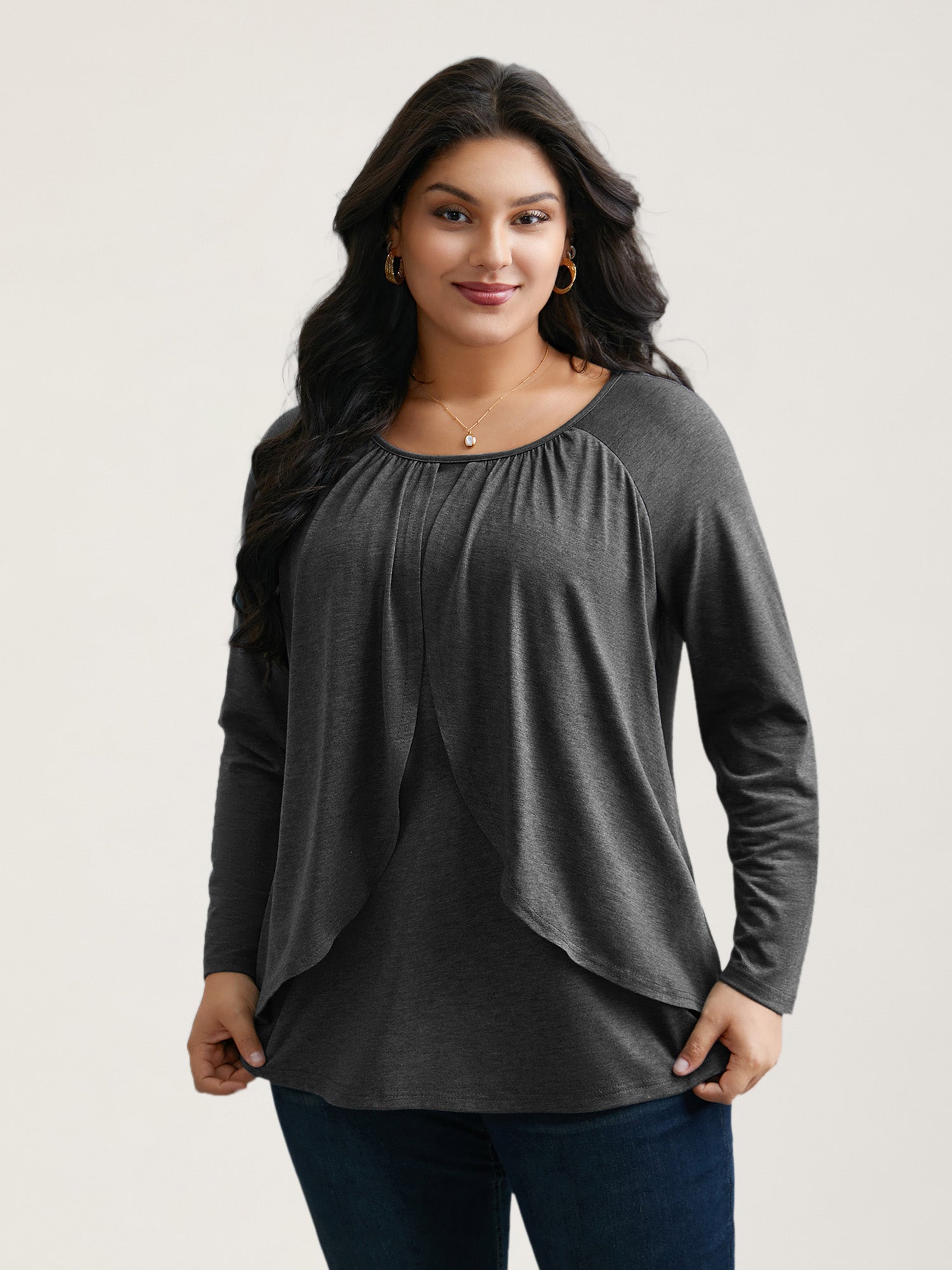 2-In-1 Gathered Ruffle Trim T-Shirt
