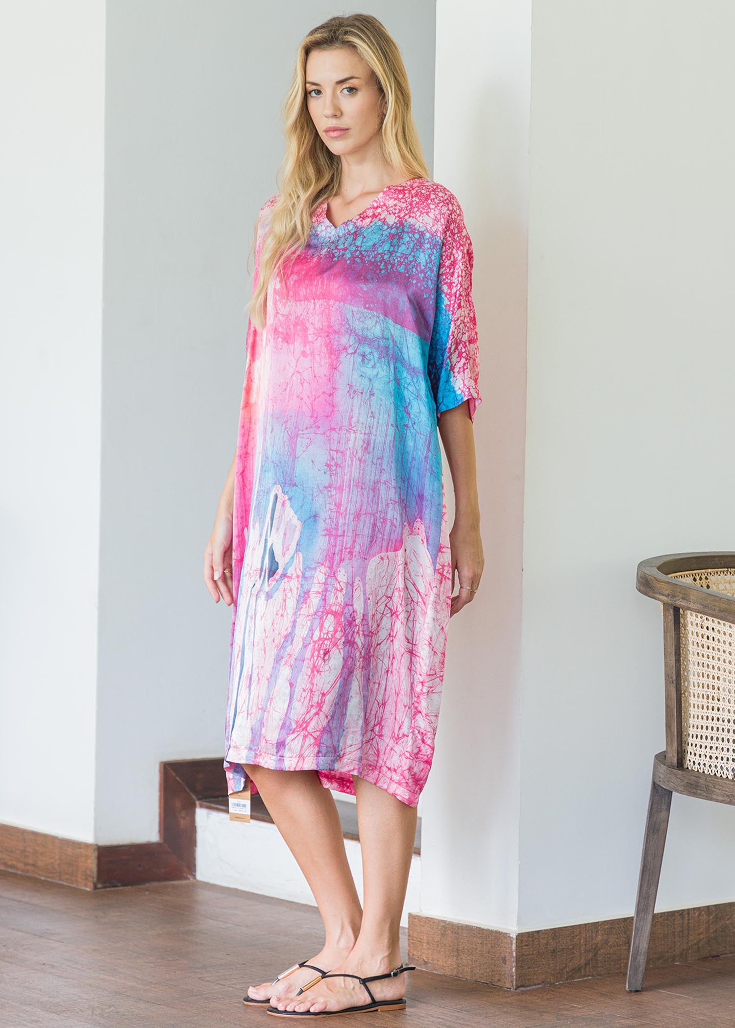Blended Coloured Batik Kaftan Dress