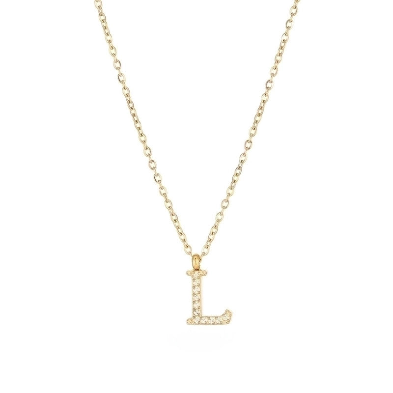 Minimalist Letter 304 Stainless Steel Zircon 16K Gold Plated White Gold Plated Plating Inlay Pendant Necklace