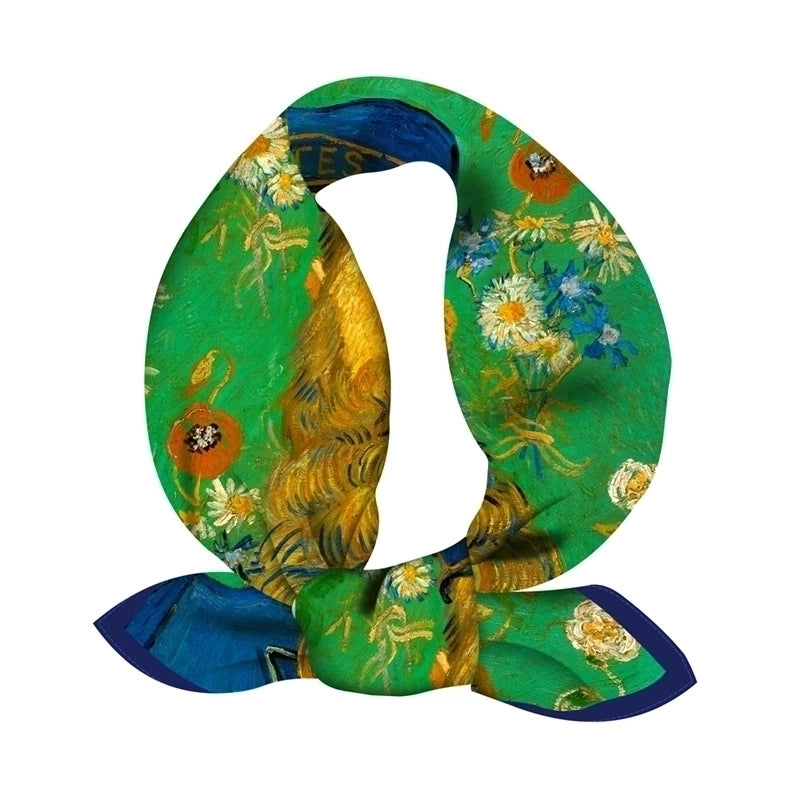 Women's Elegant Retro Oil Painting Twill Printing Silk Scarf