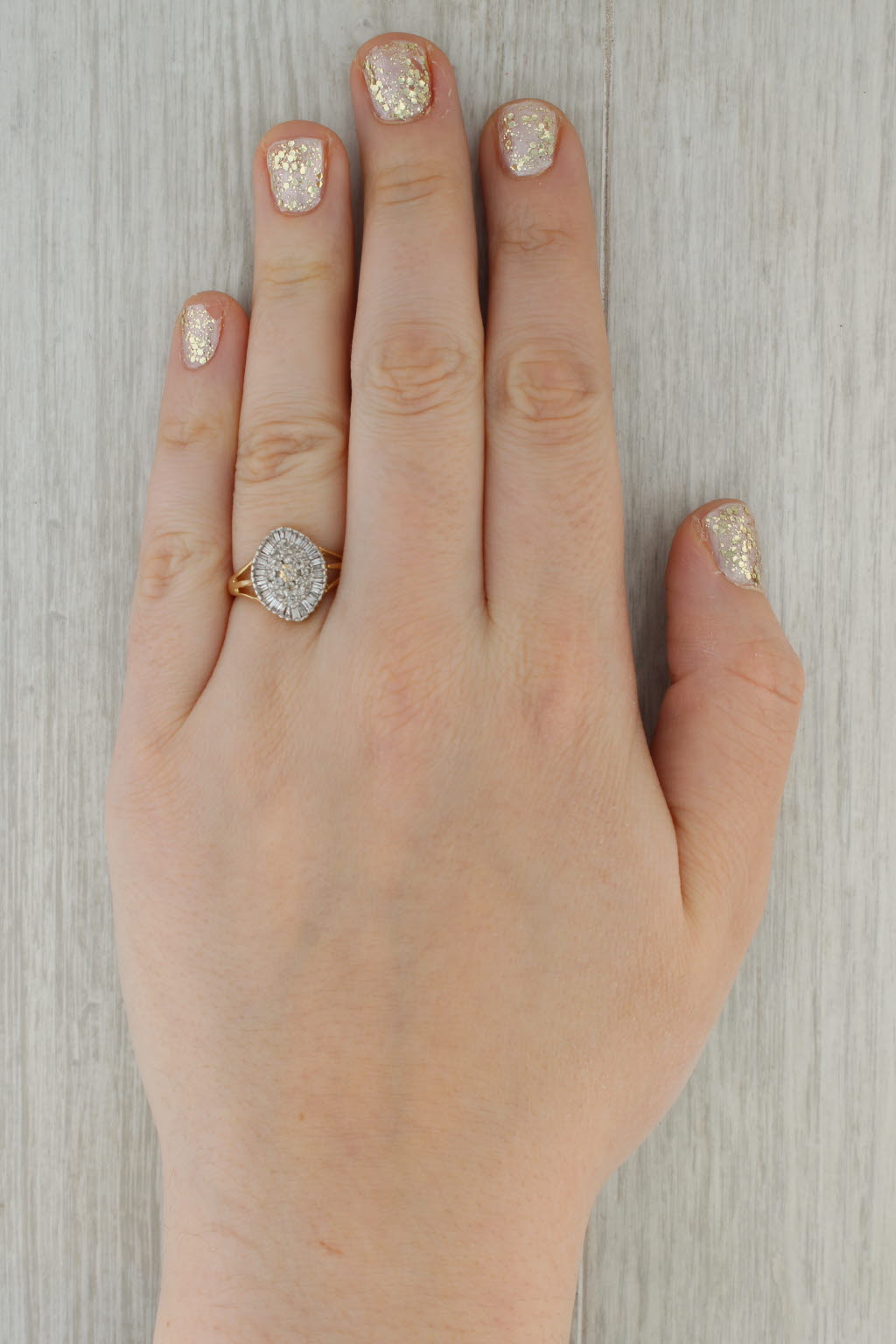 0.50ctw Diamond Cluster Halo Ring 14k Yellow Gold Size 7.5