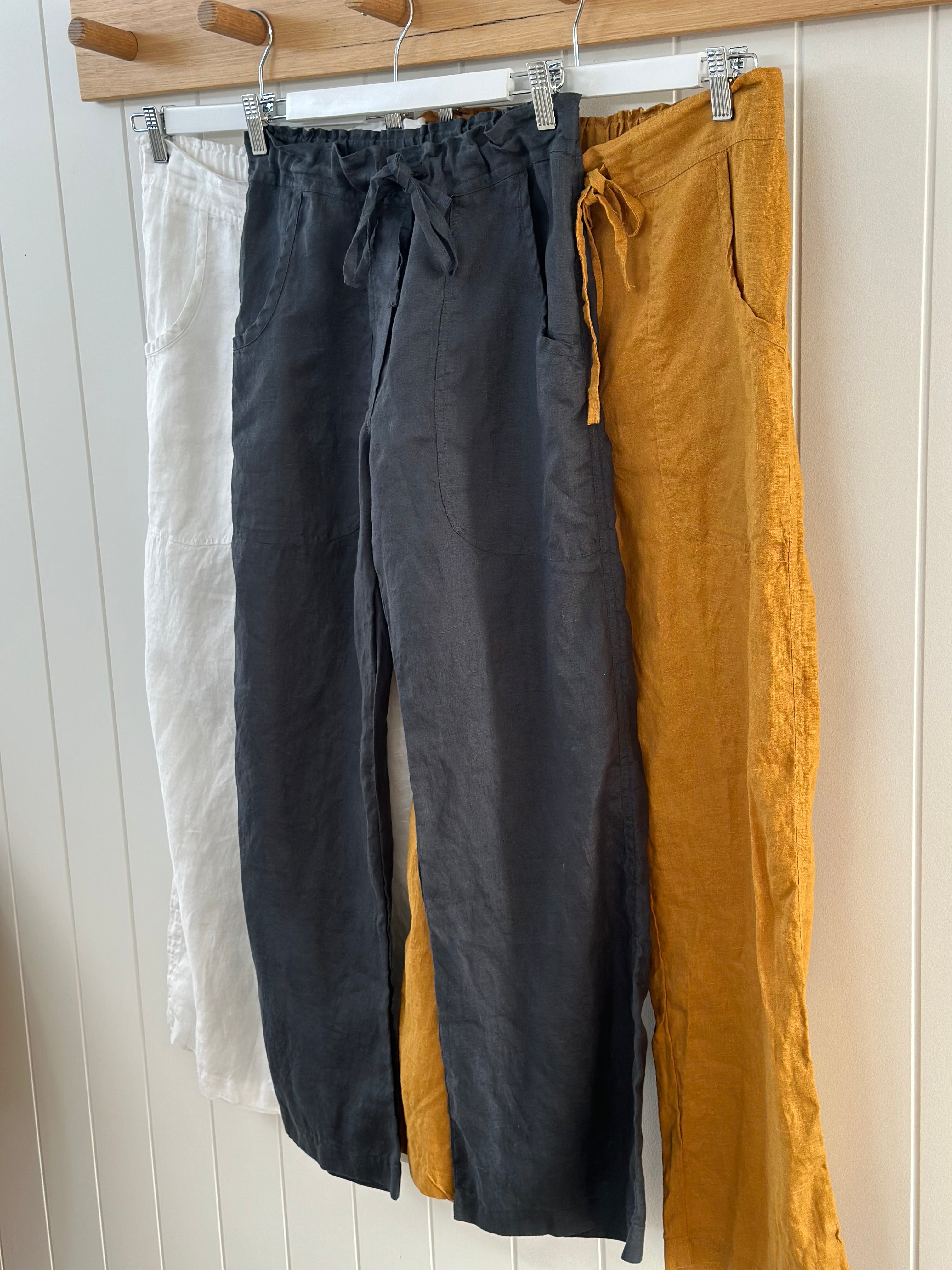 fleur straight leg pants - turmeric linen