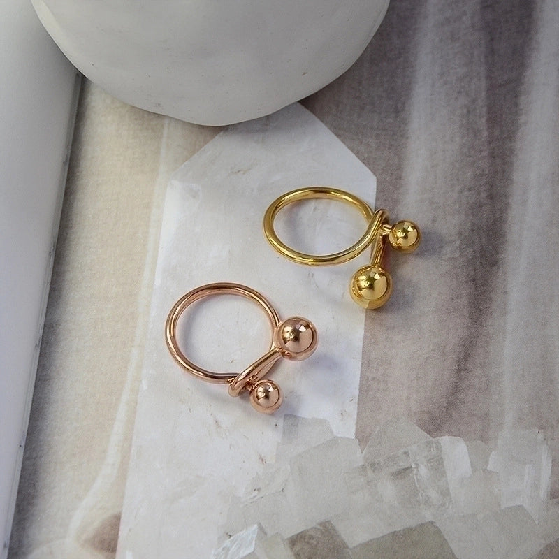 Fashion Solid Color 304 Stainless Steel 18K Gold Plated Plating Rings