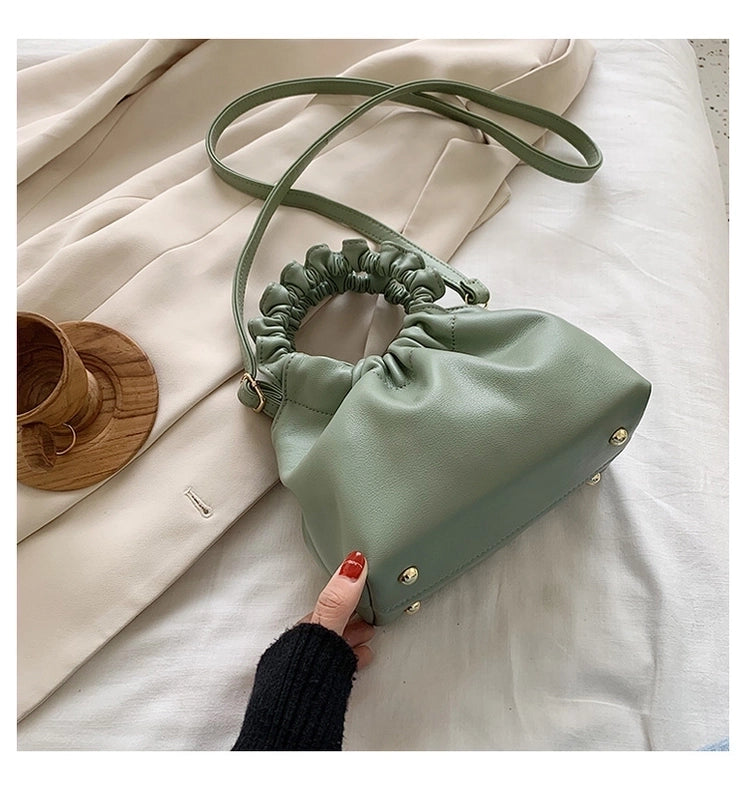 Retro Shoulder Bag Soft Fold Ring Dumpling Bag Simple Messenger Bag Large Capacity