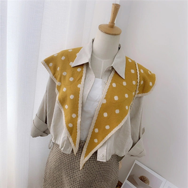 Women's Sweet Minimalist Polka Dots Heart Shape Flower Yarn Polyester Scarf Shawl