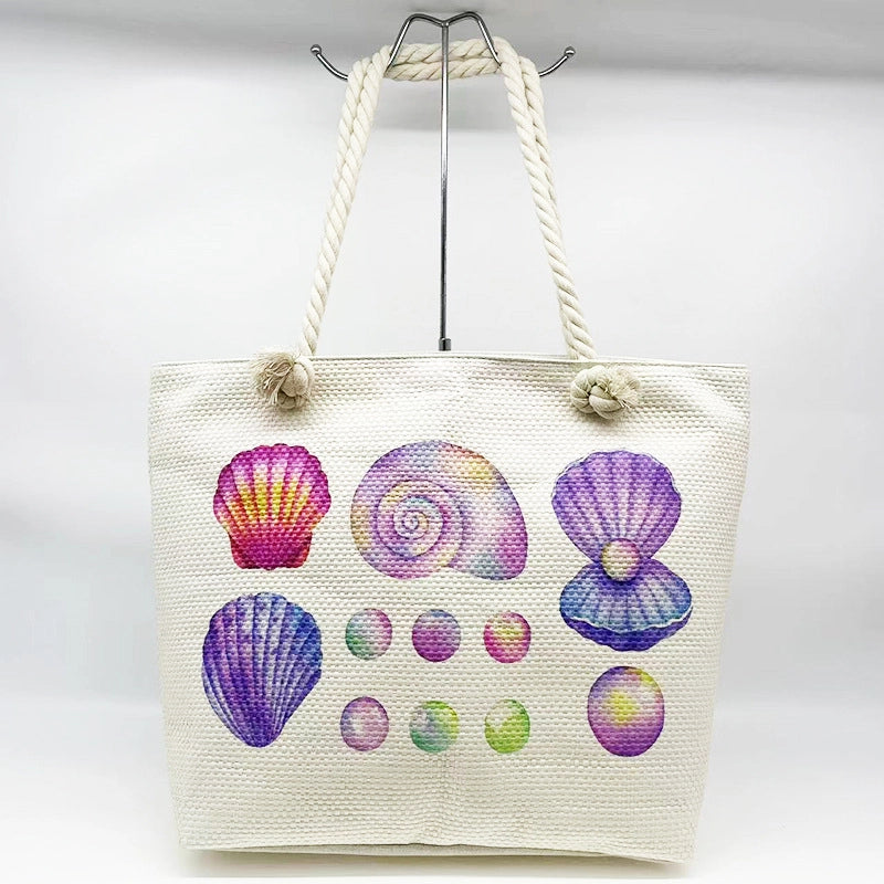 Women's Large Canvas Floral Elegant Streetwear Square Zipper Shoulder Bag