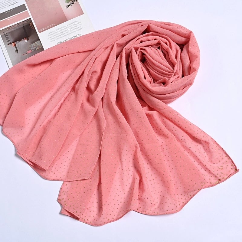 Hot Sale Solid Color Bronzing Chiffon Scarf Silk Scarf Decorative Headscarf Women's Solid Color Headscarf Scarf