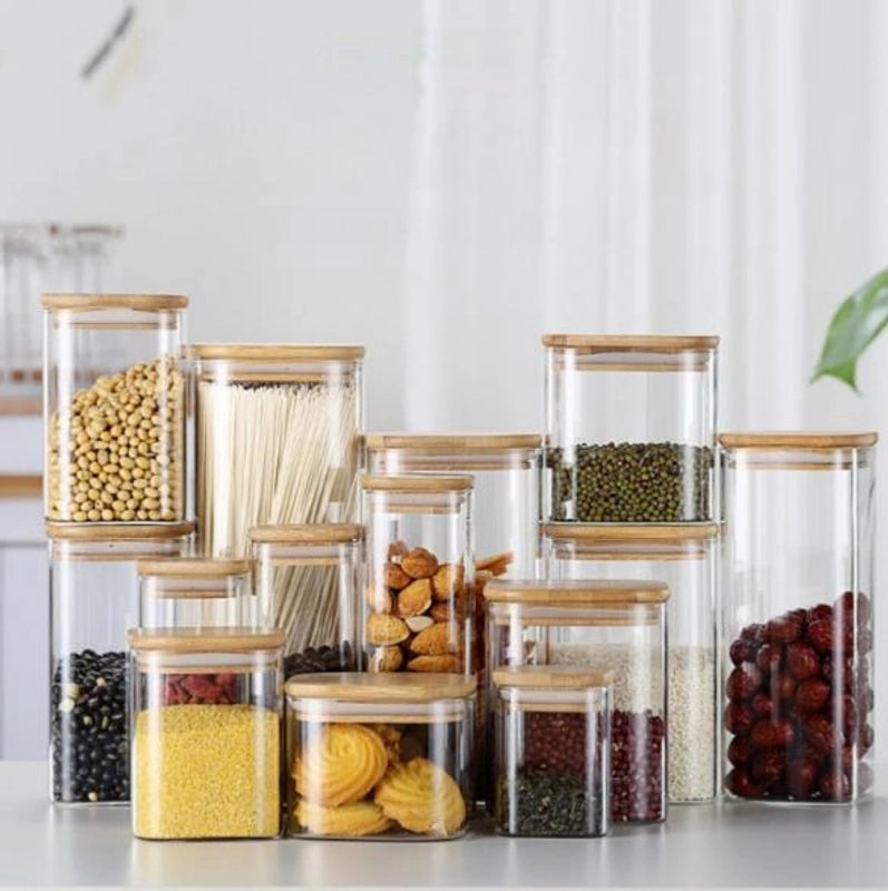 Minimalist Solid Color Wood Glass Storage Container Box