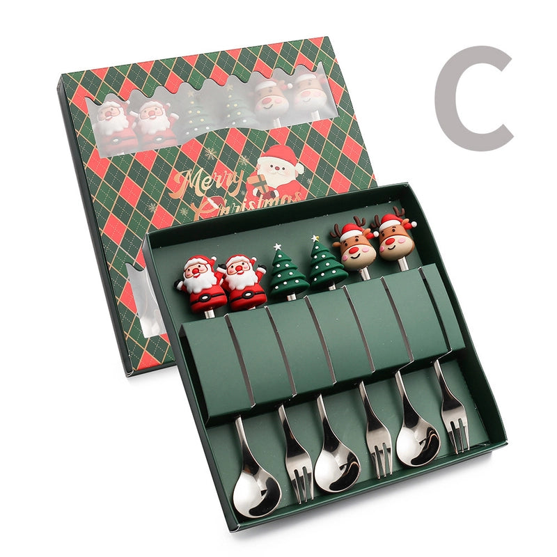 Christmas Cute Christmas Tree Santa Claus Star 304 Stainless Steel PVC Tableware 1 Piece