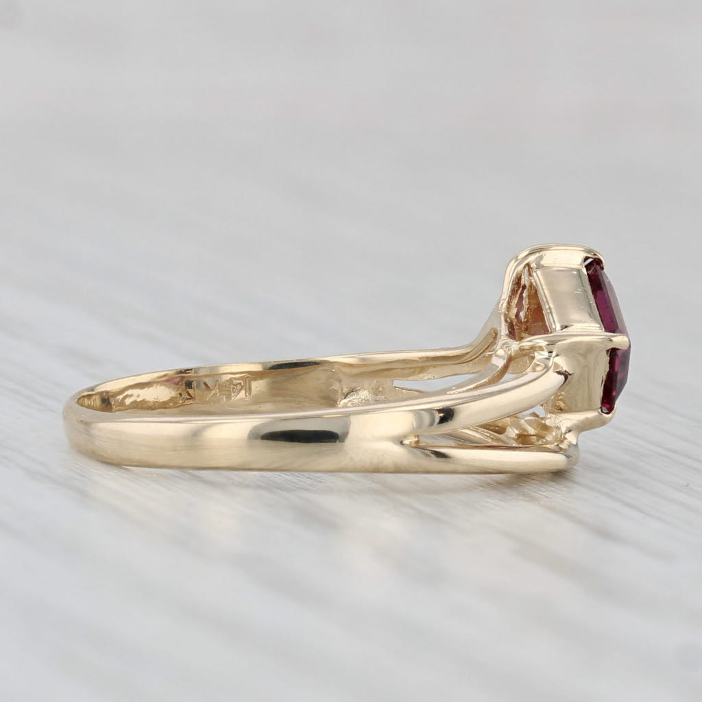0.60ct Rhodolite Garnet Emerald Cut Solitaire Ring 14k Yellow Gold Size 5.5