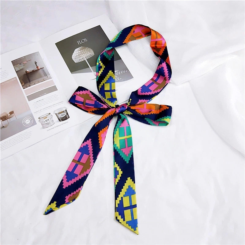 2 M New Polka Dot Special Long Edition Thin Narrow Silk Scarf Women's Spring Summer Autumn Scarf Belt Black And White Fashion