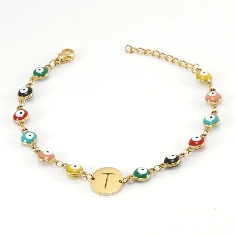 Fashion Letter Eye 304 Stainless Steel 18K Gold Plated Stainless Steel Bracelets In Bulk