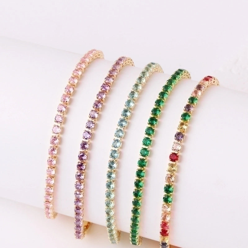 Copper Inlay Round Zircon Copper Bracelets