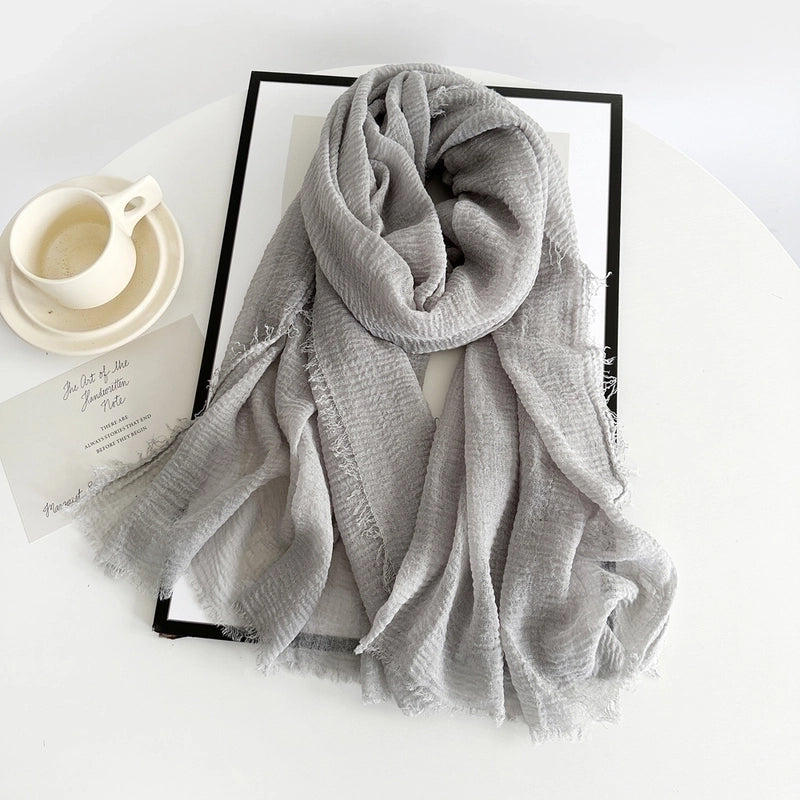 Women's Minimalist Solid Color Imitation Cotton And Linen Silk Scarf