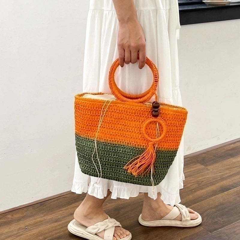 Women's Medium All Seasons Straw Streetwear Handbag