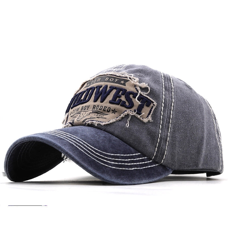Unisex Retro Letter Color Block Curved Eaves Baseball Cap