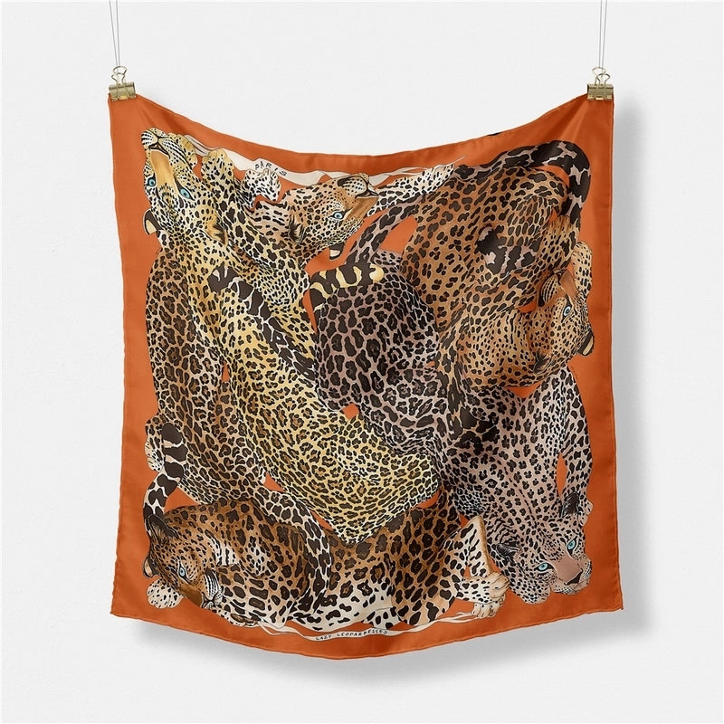 53cm New Leopard Print Twill Decorative Small Square Scarf Silk Scarf