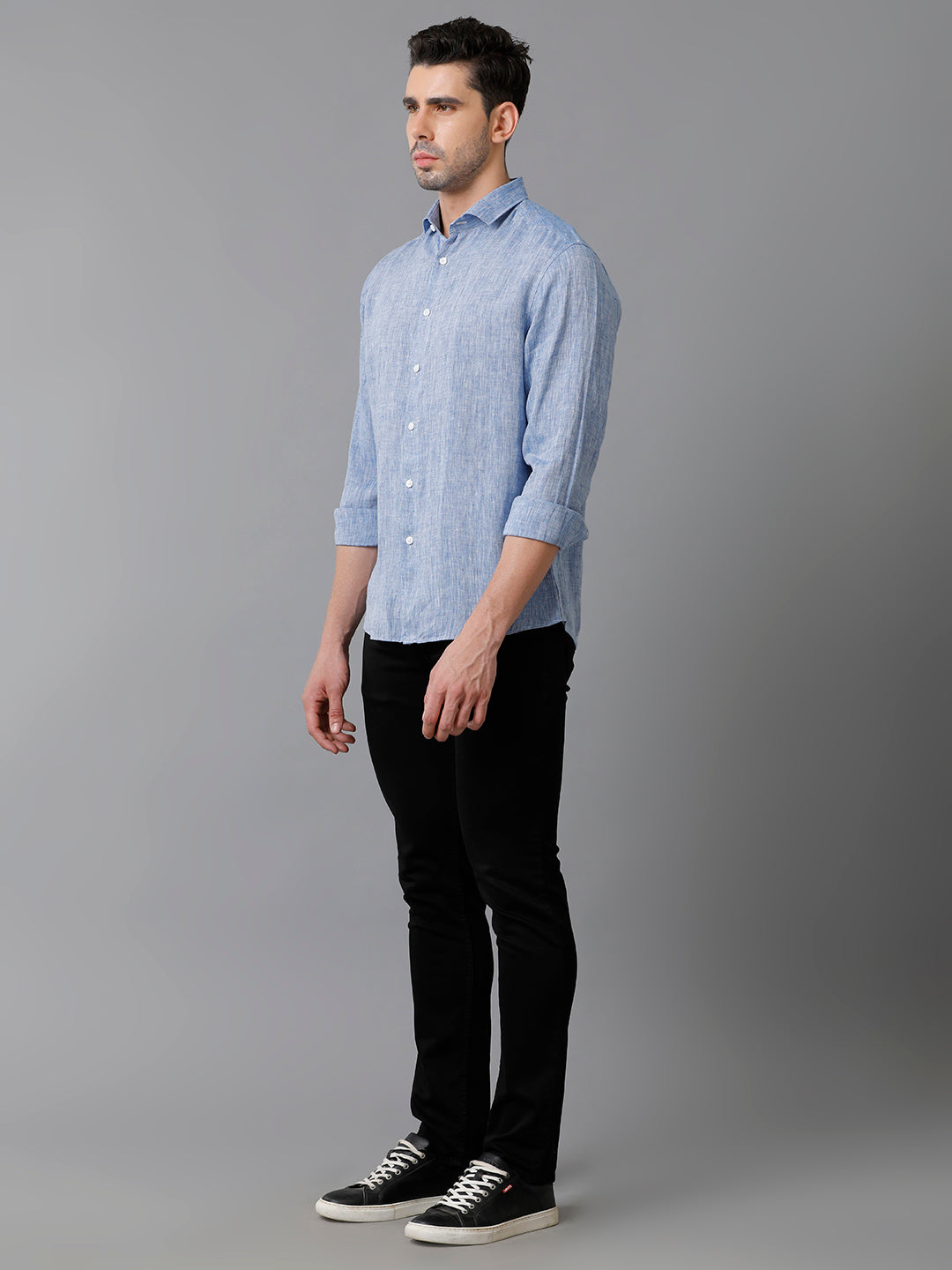 Mens Solid Casual Blue Shirt (LUCAS)