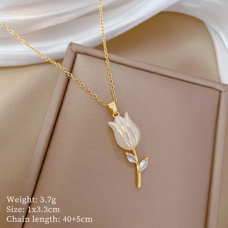 Fashion Geometric Titanium Steel Copper Plating Artificial Diamond Necklace